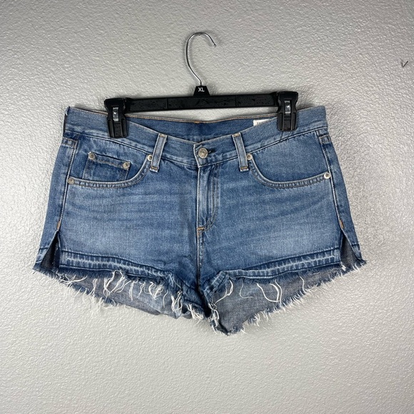 Rag & Bone Cut Off Jean Shorts In Tully Womens 26 Frayed Hem 3" Button/Fly - Picture 4 of 11